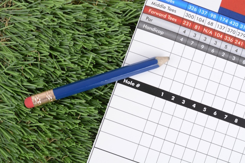 Golf scorecard and pencil